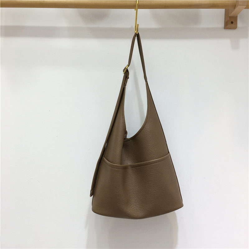 Sac fourre-tout Simple et facile à assortir, sac à bandoulière en cuir souple de grande capacité