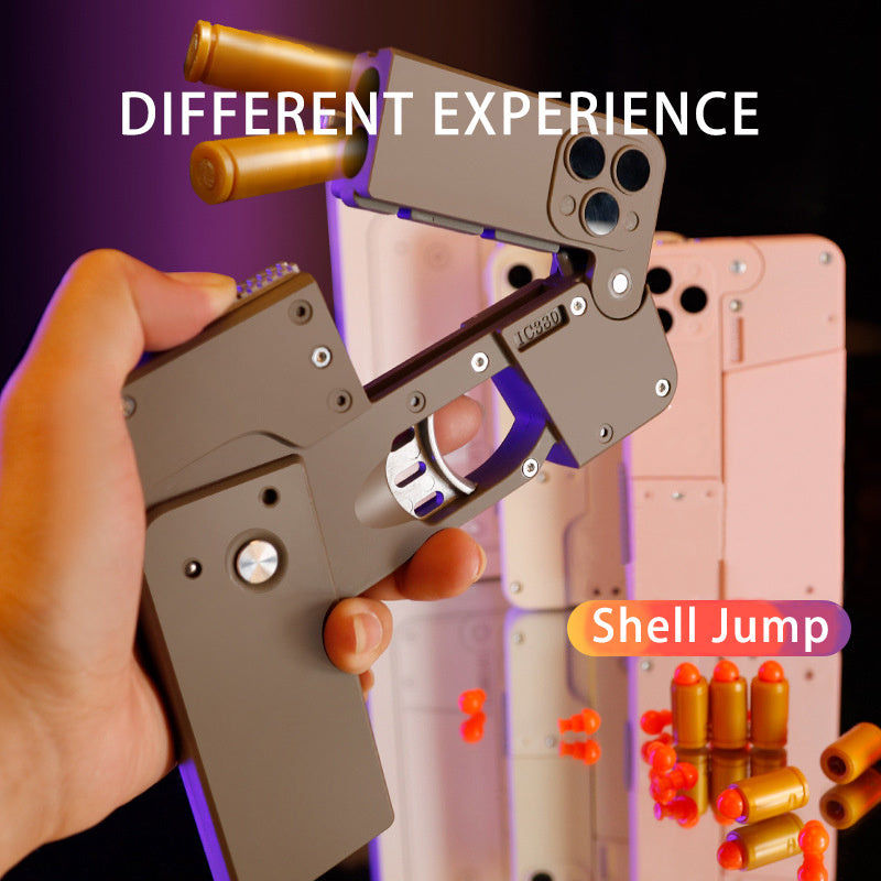 Bala de pistola plegable, juguete para lanzar conchas automáticas, juguete de bala suave creativo, apariencia de teléfono móvil, pistola interactiva al aire libre, regalo para niños