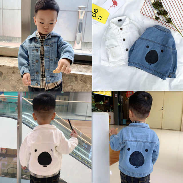Veste en jean garçon ours dessin animé