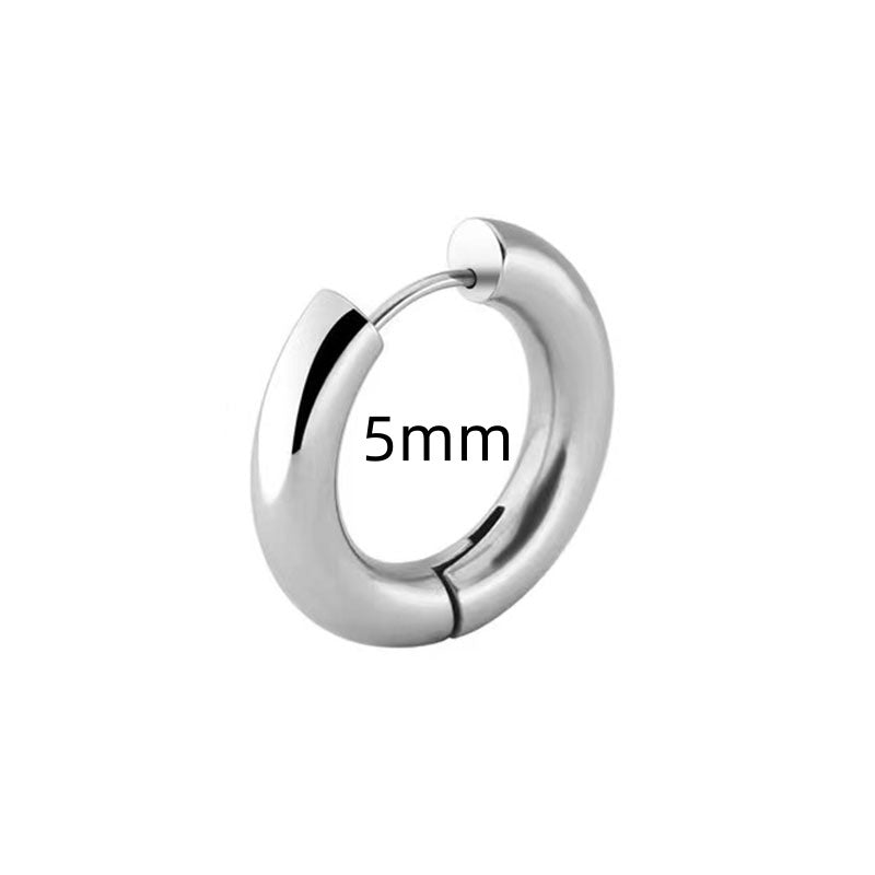 Clip d'oreille élégant rond N en acier inoxydable, Simple unisexe