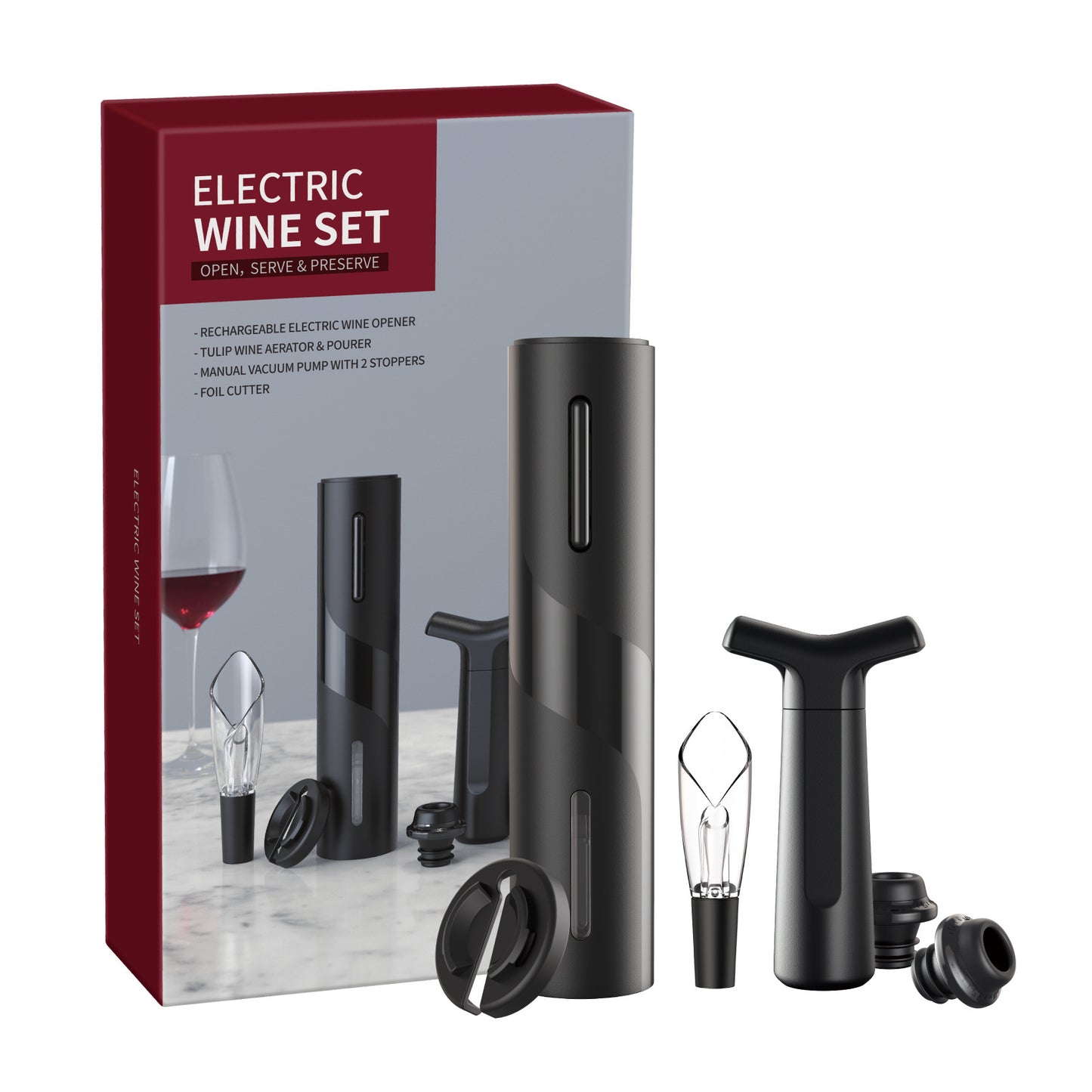 Ouvre-bouteille électrique, tire-bouchon, ensemble de coupe-feuille, ouvre-bouteille automatique haut de gamme pour le vin, Gadgets de cuisine, ouvre-boîte
