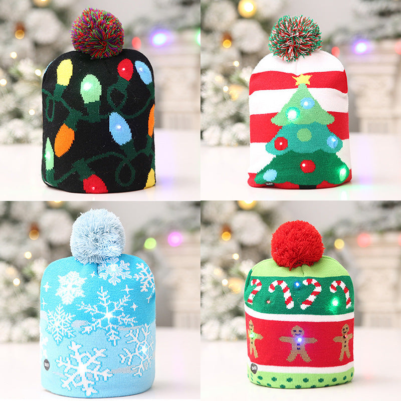 Gorro navideño Gorro de punto LED con luces