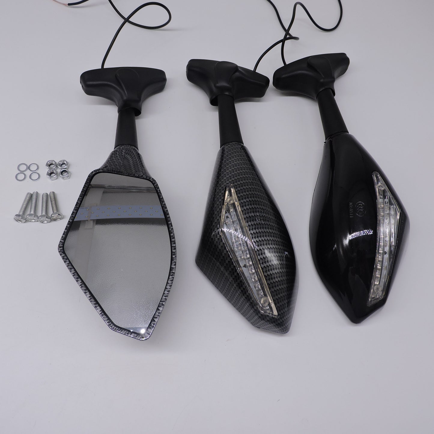 Motorcycle rearview mirror with lights