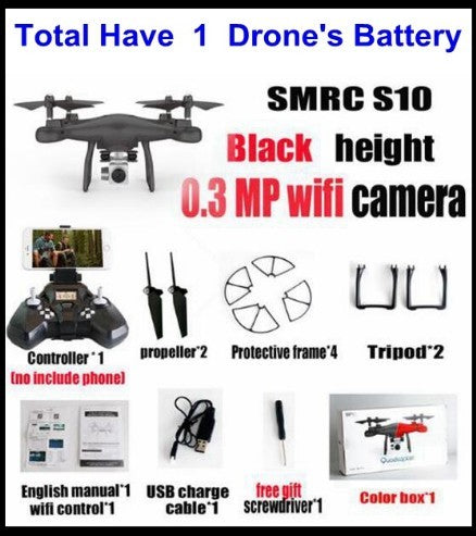 Promotion des ventes WiFi 2MP caméra avec S10 SMRC FPV quadrirotor Drone hélicoptère UAV Micro télécommande jouet RACER KIT avion