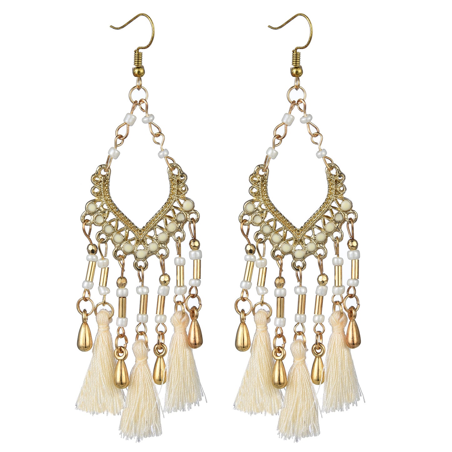 Boucles d'oreilles longues en perles d'huile, style bohémien, goutte creuse