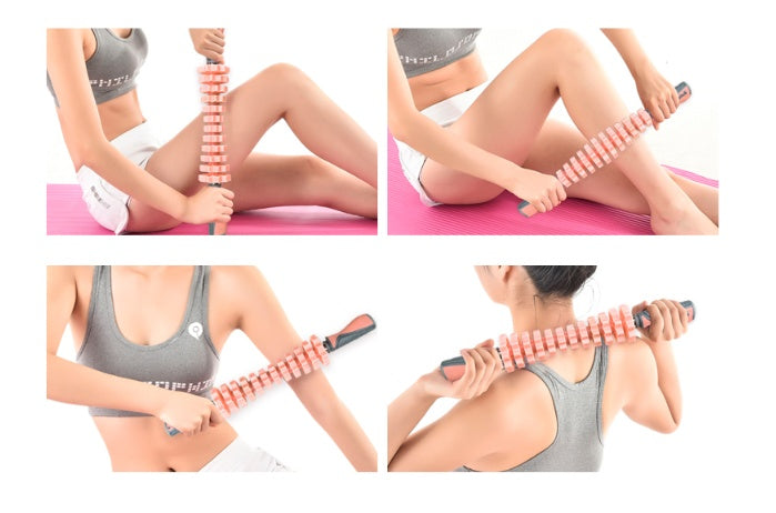Masseur musculaire multifonctionnel, rouleau de Relaxation, anneau de serrage, Yoga, façonnage du corps, appareil de Fitness à 4 roues pour le sport