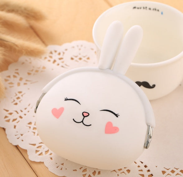 Dessin animé gel de silice zéro sac à main coréen adorable lapin zéro sac à main couleur bonbon paquet clé sac dame sac