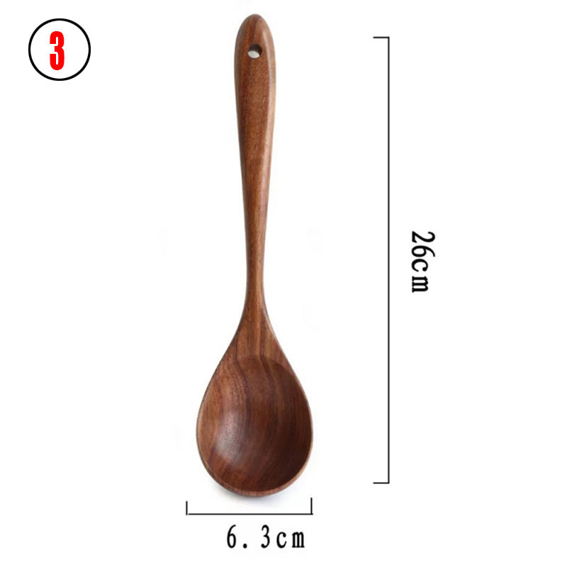 Vaisselle en bois naturel de teck de thaïlande, cuillère louche tourneuse longue passoire à riz écumoire cuillères de cuisine cuillère ensemble d'outils de cuisine