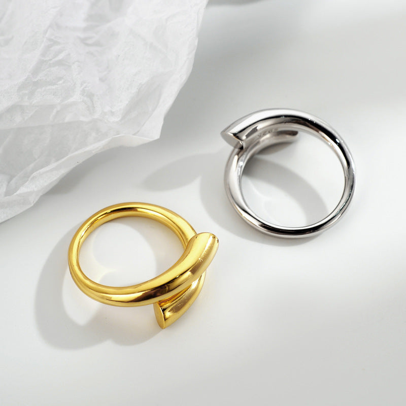 Bague Minimaliste Lignes Géométriques Femme