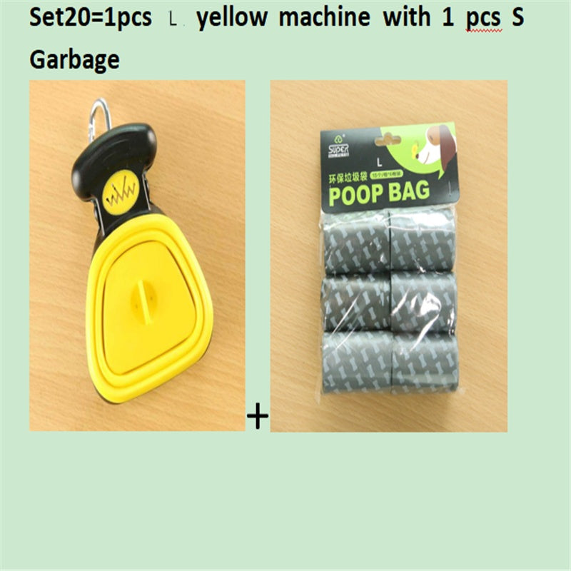 Scooper de merde pliable de voyage pour animaux de compagnie de chien avec 1 rouleau de sacs décomposables cuillère de merde propre ramasser les excréments nettoyant Epacket expédition