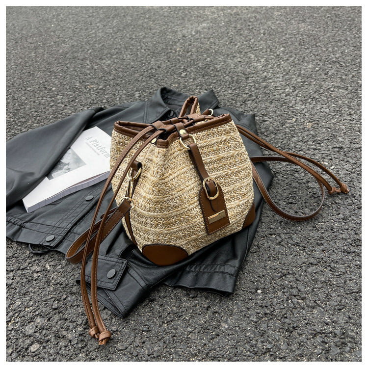 Sac messager d'été coréen en paille tressée, ceinture de traction, tissage de plage Simple, sac à bandoulière