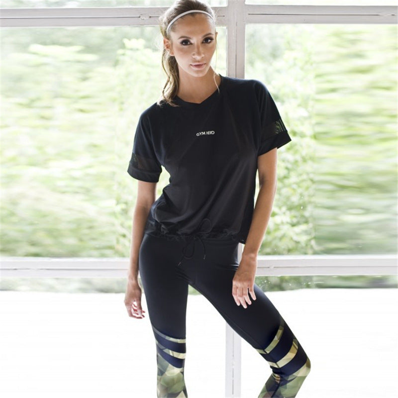 Pantalones de yoga con costuras estampadas de camuflaje