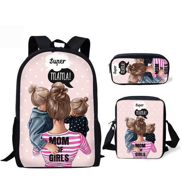 Sac diagonal pour sac à dos étudiant imprimé en trois pièces
