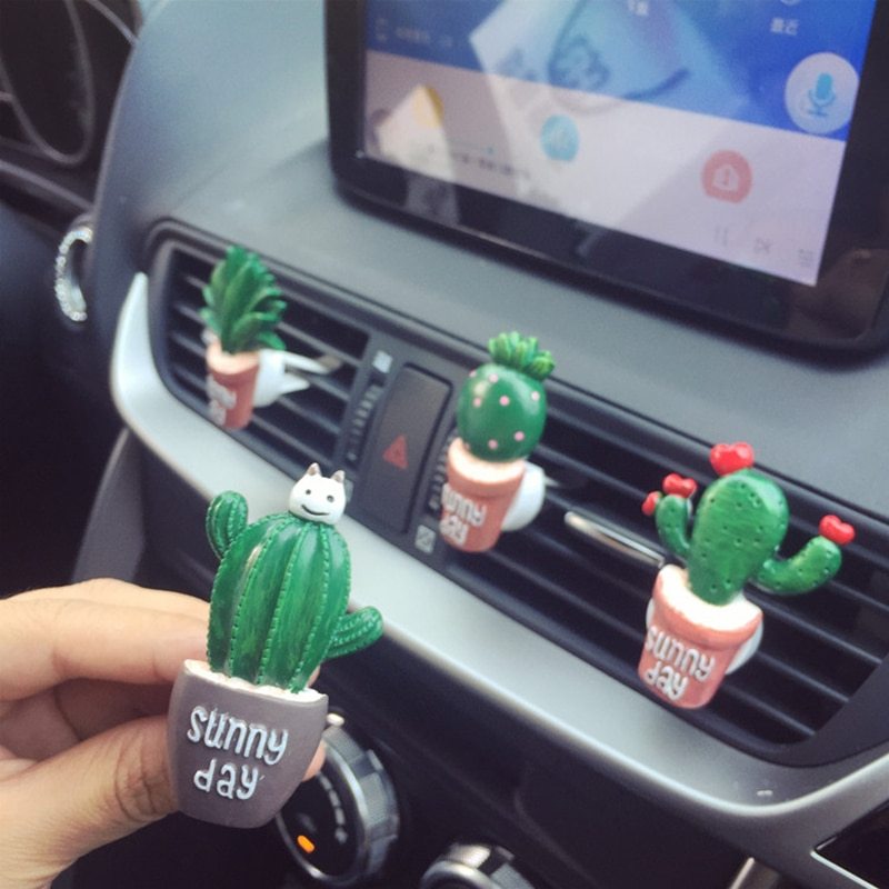 Désodorisant de voiture, plantes, sortie de ventilation, Clip de parfum de climatisation, ornements créatifs mignons, accessoires d'intérieur automobile