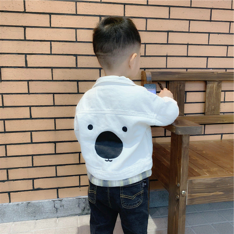 Veste en jean garçon ours dessin animé