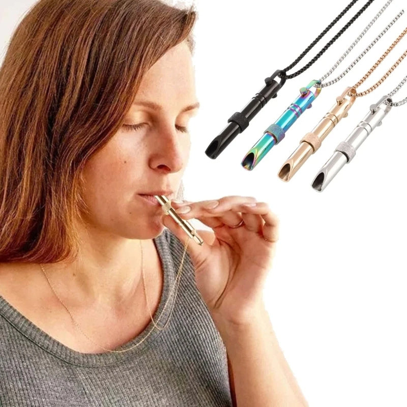 Collar de respiración de acero inoxidable para parejas, colgante para aliviar la ansiedad, estrés, ataque de pánico, meditación