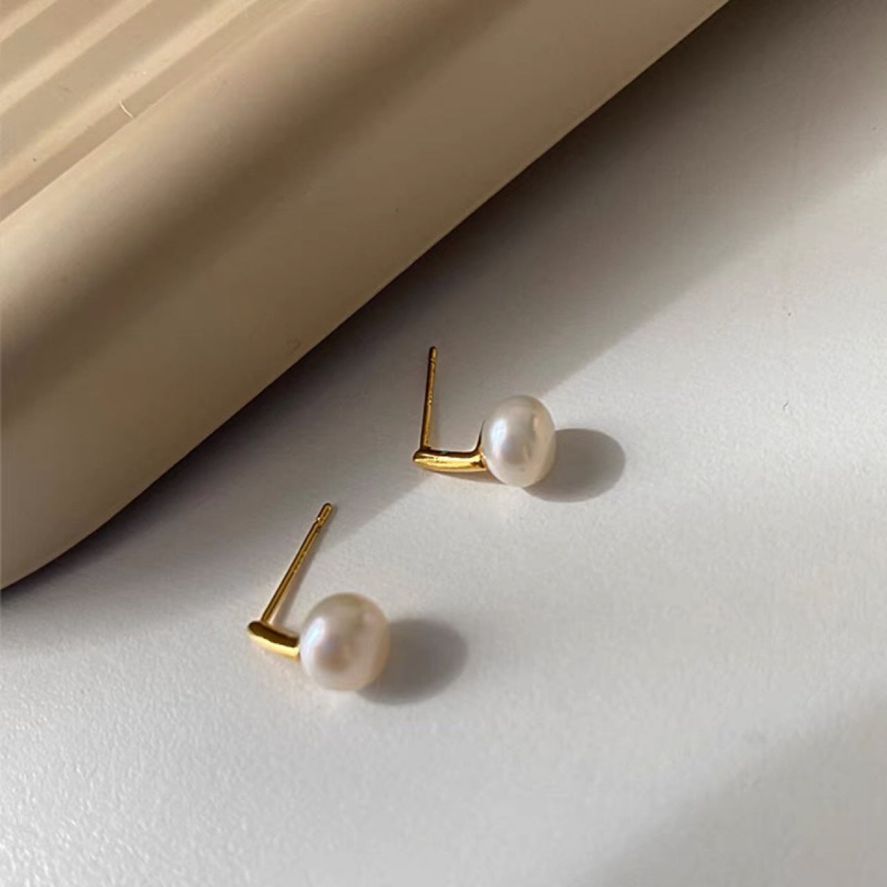 Pendientes de Perlas Naturales Plata Aguja Galvanizada Oro 18K