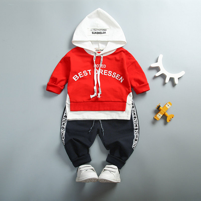 Costume garçon capuche imprimé lettre