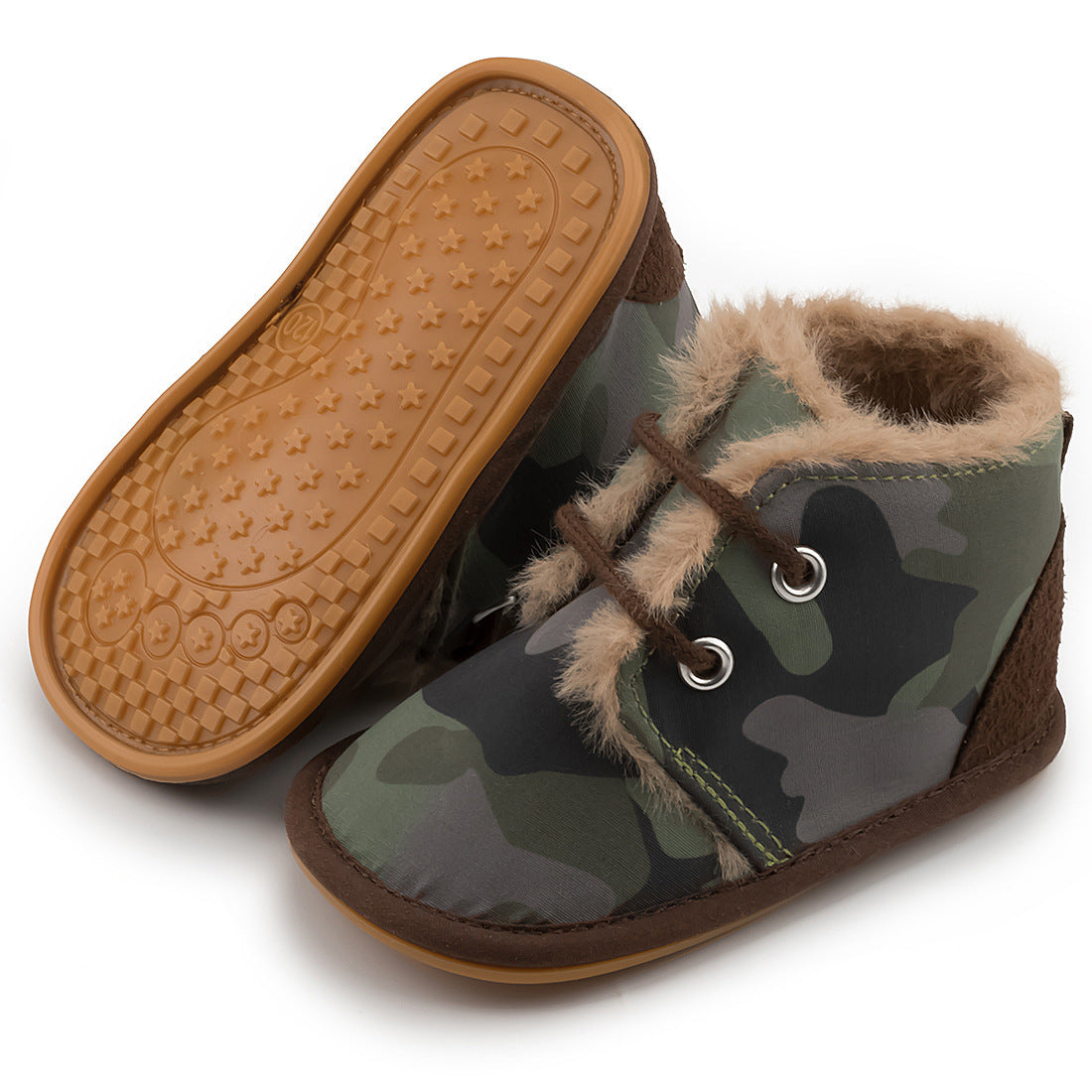 Chaussures pour tout-petits antidérapantes à semelle en caoutchouc pour bébé chaudes et en velours
