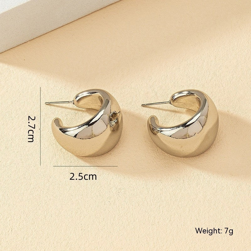 Boucles d'oreilles créoles en forme de C, simples, de style européen et américain