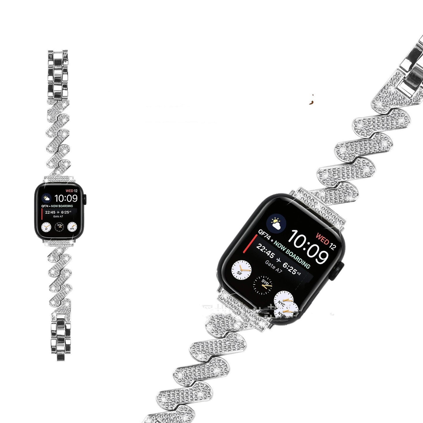 Bracelet de montre intelligente incrusté de diamants à 7 mots