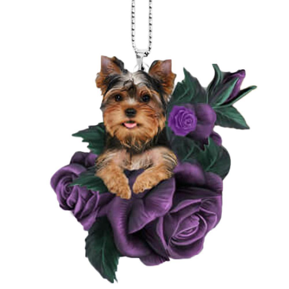 Colgante plano de acrílico con perro rosa