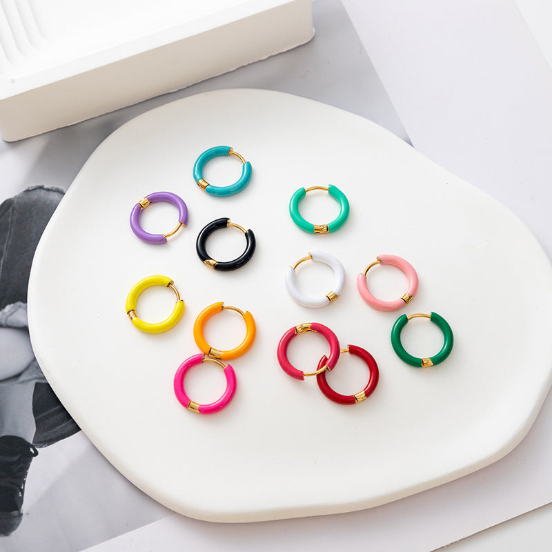 Collier d'huile coloré Clip d'oreille en acier inoxydable