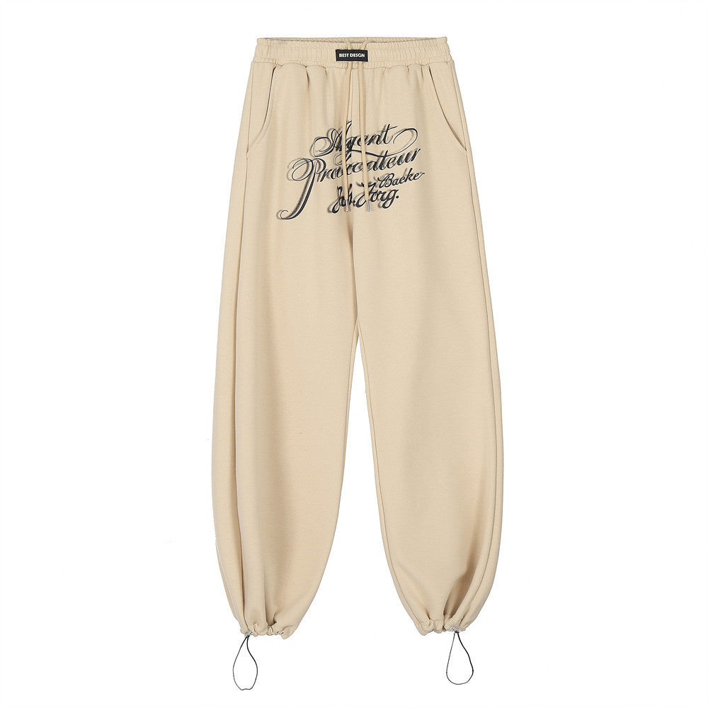 Letter Print Loose Track Sweatpants Men's