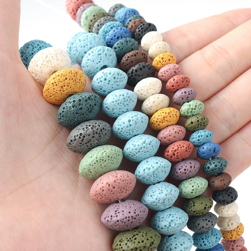 Perles rondes en roche volcanique, accessoires d'ornement DIY