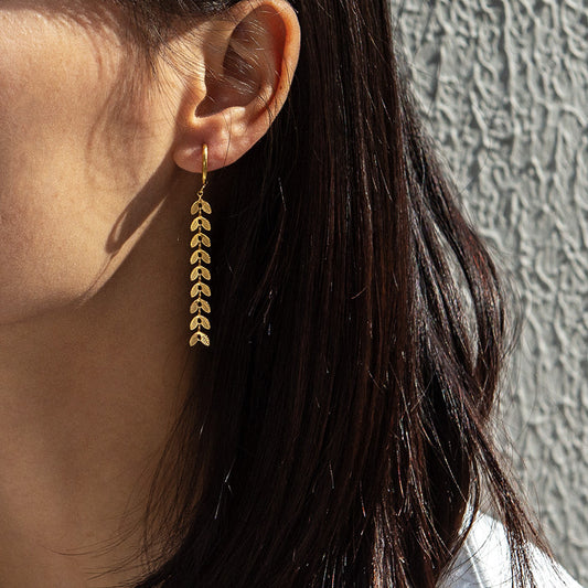 Boucles d'oreilles à longues franges de blé de tempérament à la mode