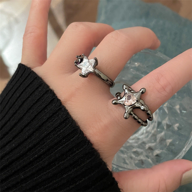 Anillo de cristales de colores irregulares Diseño de nicho femenino