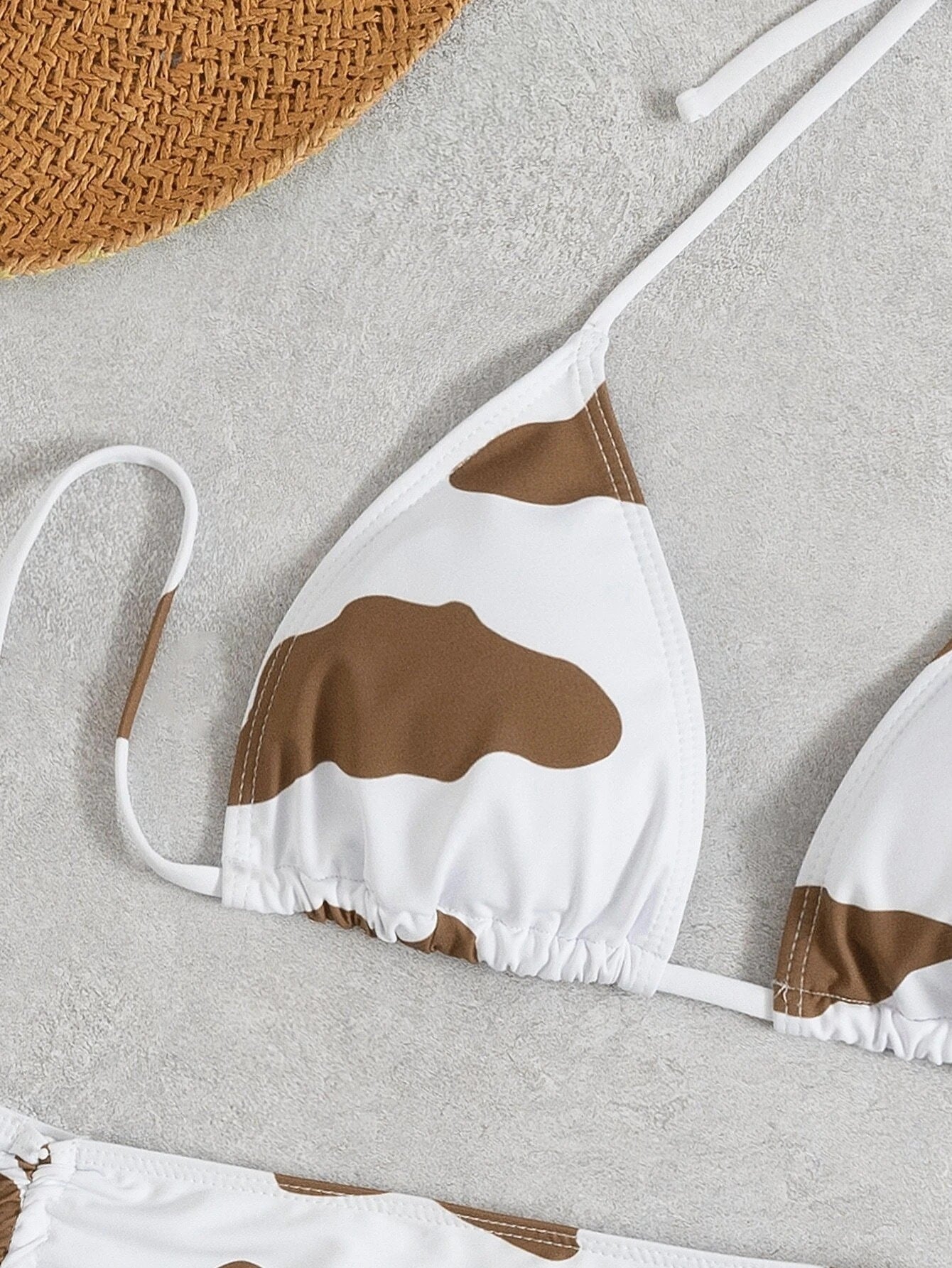 Maillot de bain trois pièces imprimé vache pour femme