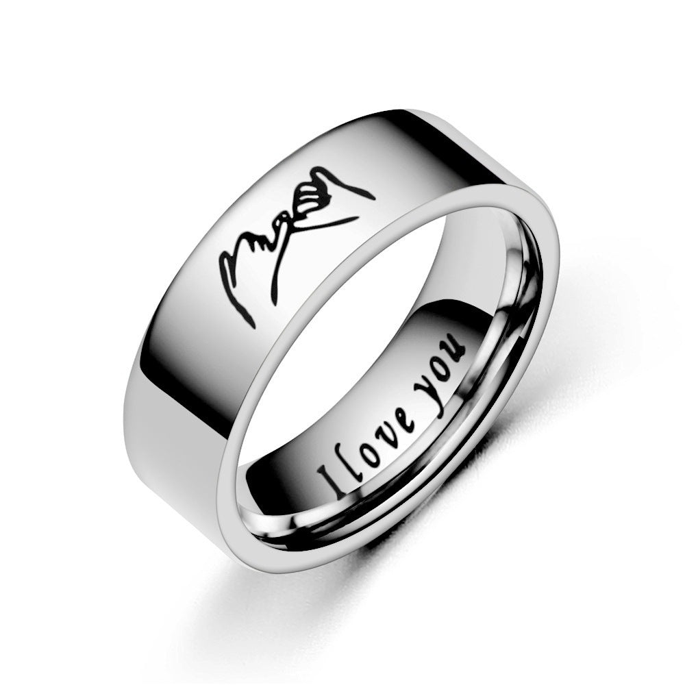 Bague de couple de couple de niche simple en acier titane