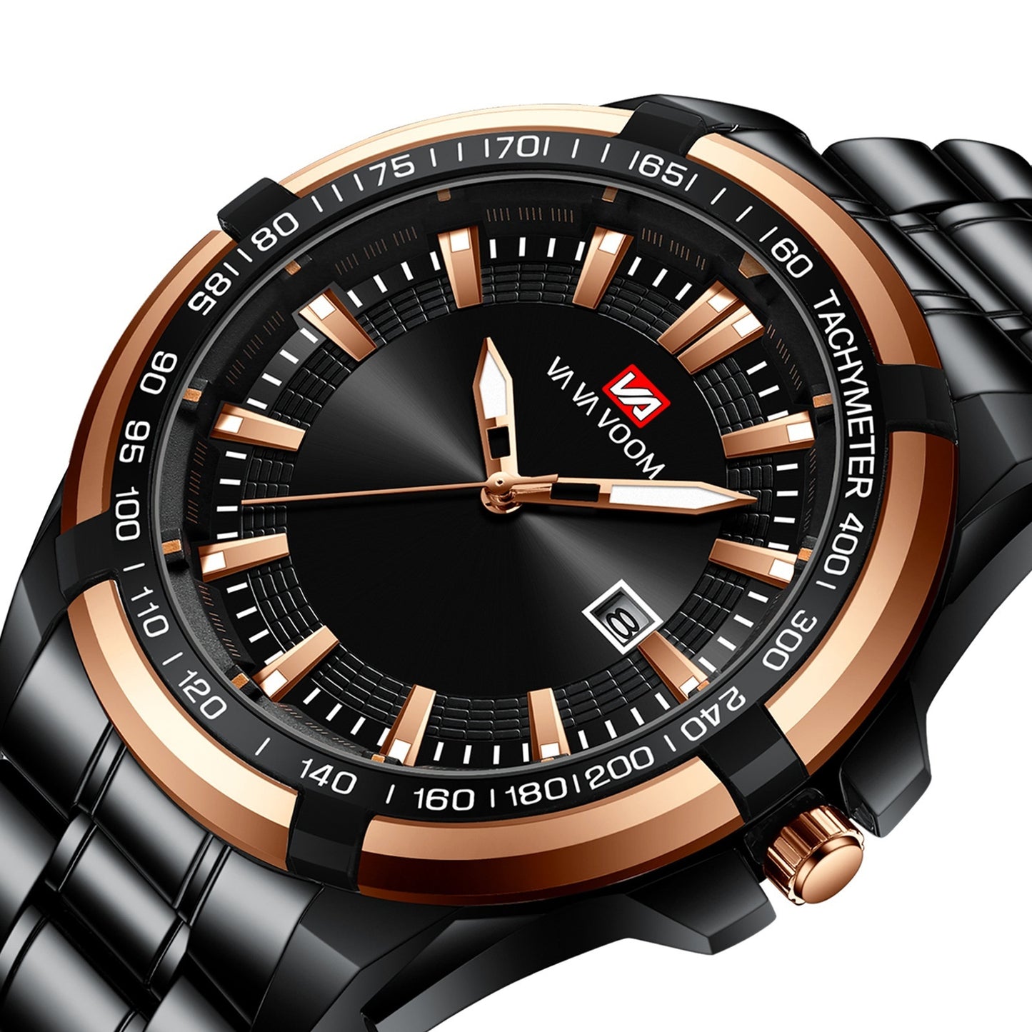 Calendario de camarones secos tendencia estudiante negocios deportes correa de acero reloj luminoso