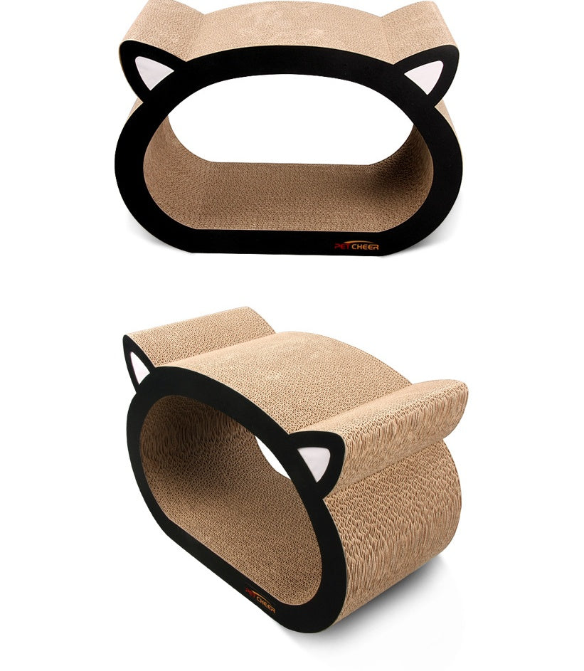 tablero rascador para gatos con cabeza de gato