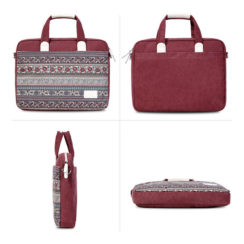 Sac pour ordinateur portable anti-chute et durable en toile de style ethnique