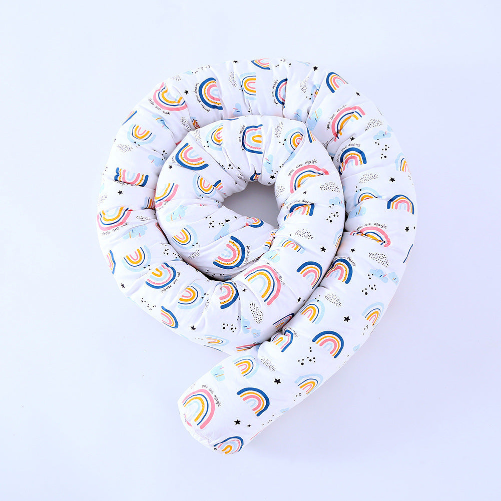Oreiller long de lit pare-chocs en coton imprimé arc-en-ciel