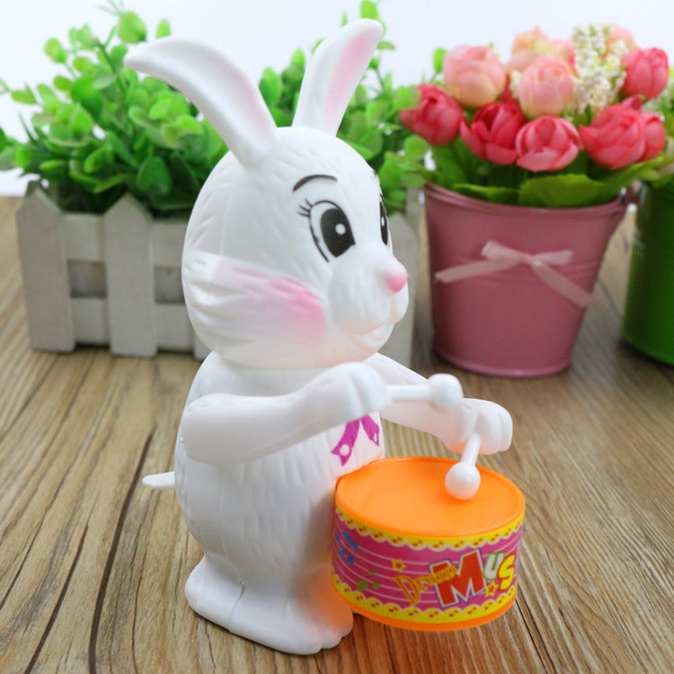 Cartton lapin tambour horloge jouets à remonter pour enfants jeu drôle éducatif bébé anniversaire Surprises