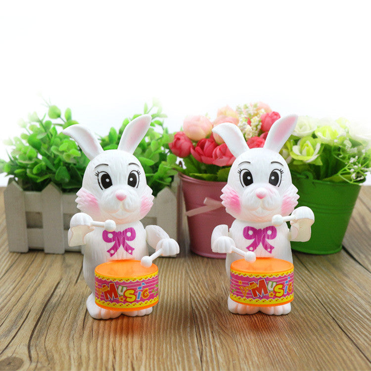 Cartton lapin tambour horloge jouets à remonter pour enfants jeu drôle éducatif bébé anniversaire Surprises