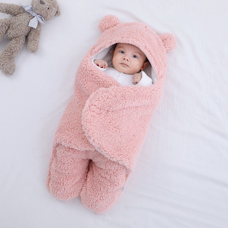 Enveloppe de sac de couchage pour bébé, couverture d'emmaillotage d'hiver pour nouveau-né