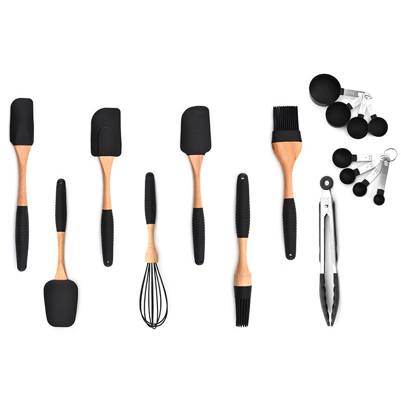 Gadgets de cuisson de cuisine, manche en bois, rangement d'ustensiles de cuisine en Silicone