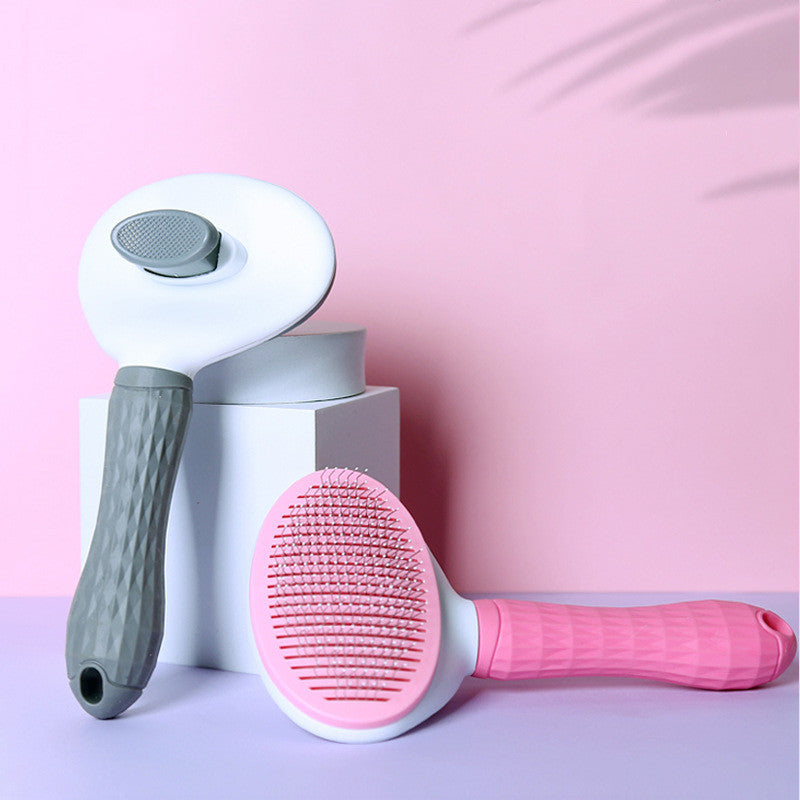 Peigne autonettoyant pour chat, en acier inoxydable, pour chien, brosse à cheveux, une clé pour enlever l'artefact flottant