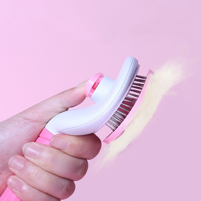 Peigne autonettoyant pour chat, en acier inoxydable, pour chien, brosse à cheveux, une clé pour enlever l'artefact flottant