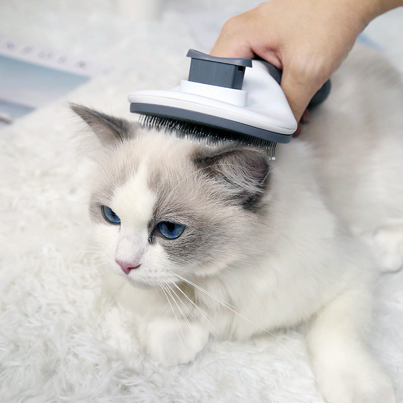 Peigne autonettoyant pour chat, en acier inoxydable, pour chien, brosse à cheveux, une clé pour enlever l'artefact flottant