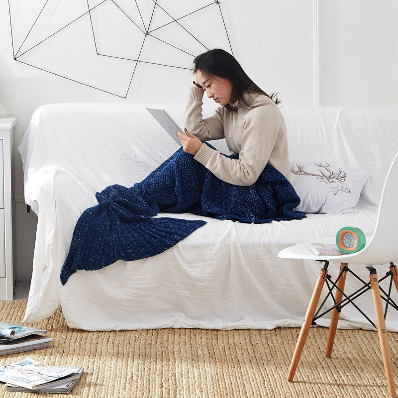 Manta de cola de sirena tejida a crochet para niños, mantas para dormir súper suaves