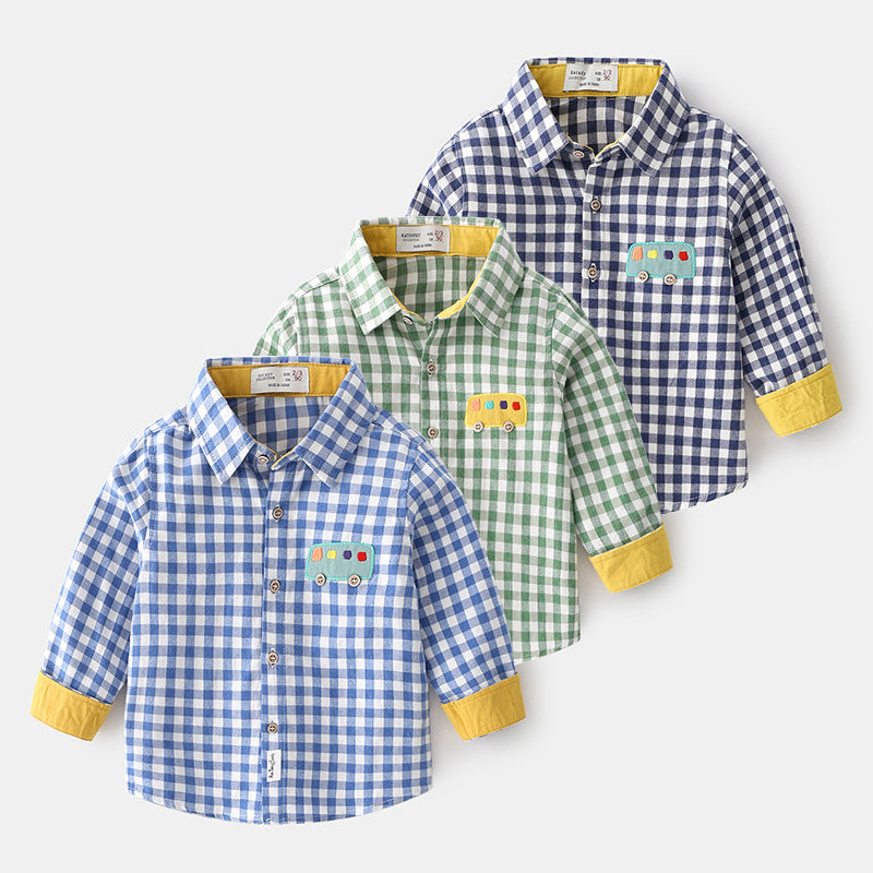 Vêtements pour enfants de dessin animé, hauts pour bébés, chemises à revers pour garçons