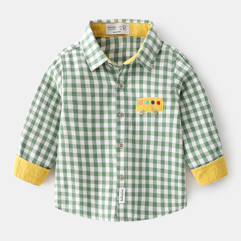 Vêtements pour enfants de dessin animé, hauts pour bébés, chemises à revers pour garçons