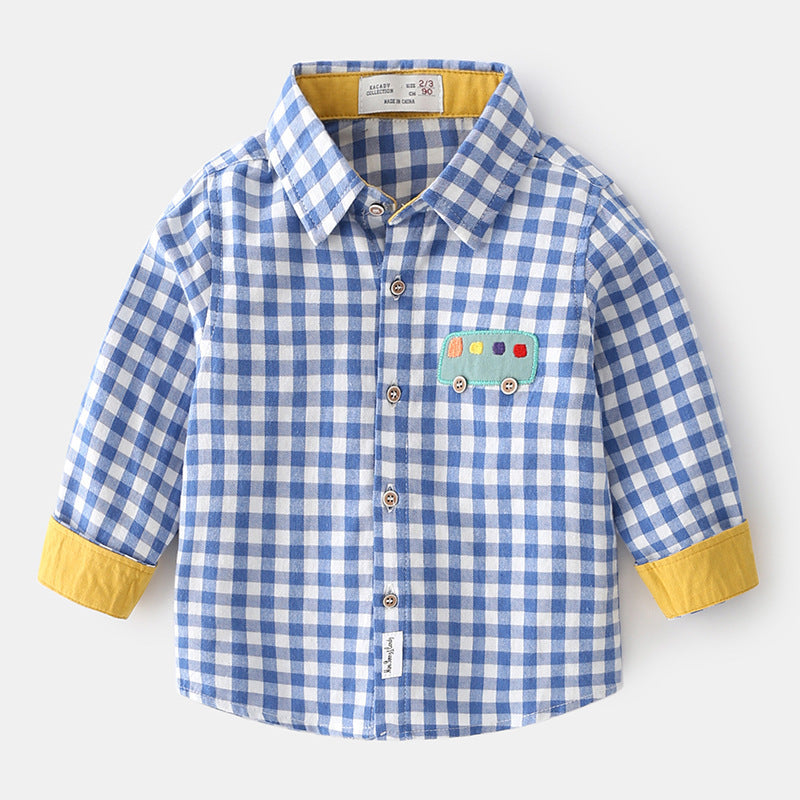 Vêtements pour enfants de dessin animé, hauts pour bébés, chemises à revers pour garçons