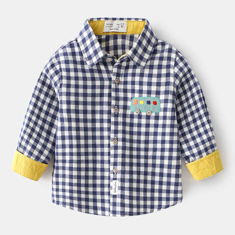 Vêtements pour enfants de dessin animé, hauts pour bébés, chemises à revers pour garçons