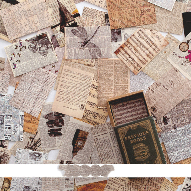 Papel de mensaje de material de collage de cuenta de mano de estilo retro